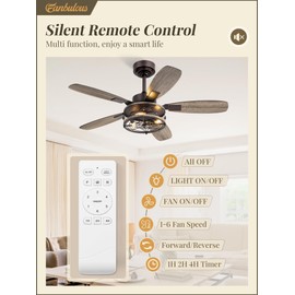 42 Inch Farmhouse Ceiling Fan with Light and Remote, Oil Bronze Industrial Flush Mount Ceiling Fans with 6 Speed Reversible Motor and Dual Finish 5 Blades, Rustic Ceiling Fan for Living room, Bedroom