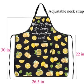 BNQL Lemons Apron for Women with Pockets Lemon Gifts When Life Gives You Lemons make something sweet Apron Funny Lemon Apron