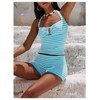 MakeMeChic Women's 2 Piece Tankini Set Striped Ruched Tummy Control