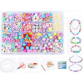 Vytung Beads Set for Jewelry Making Kids Adults Children Craft DIY Necklace Bracelets Letter Alphabet Colorful Acrylic Crafting Beads Kit Box with Accessories（Color 6）
