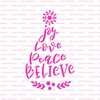 Joy Love Peace Believe Snowflake Laurel Stencil - Reusable Stencils