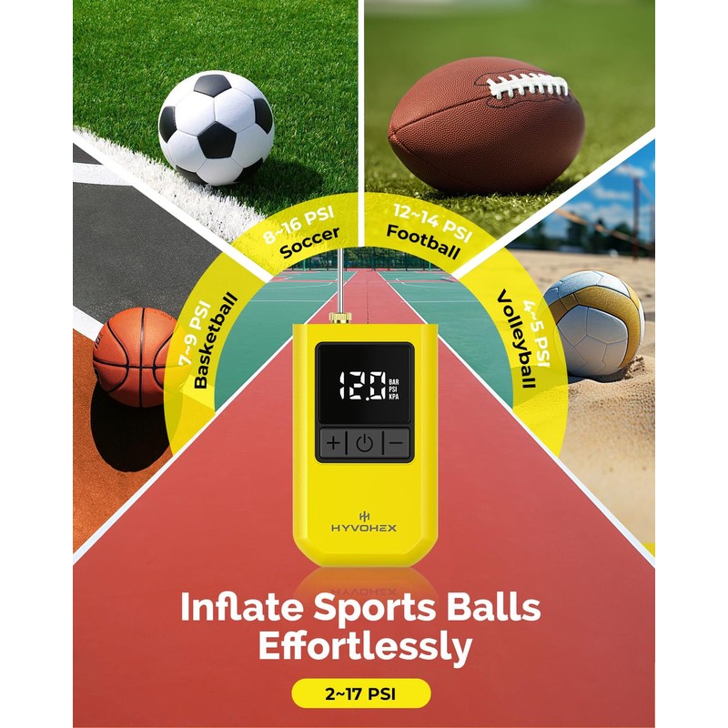 HYVOHEX Mini Electric Ball Pump with Needle for Sports Balls