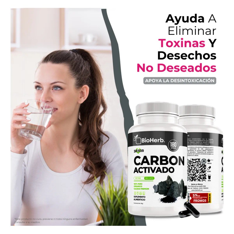 Carbn Activado Micronizado - Eficaz Soporte Digestivo 180 Cpsulas
