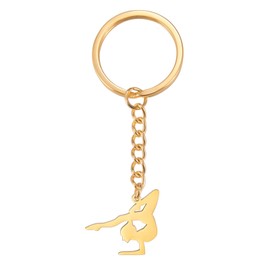 VASSAGO Gymnastics Keyring Stainless Steel Sports Ballerina Pendant Gymnastics Trainer Jewelry Gifts for Girls