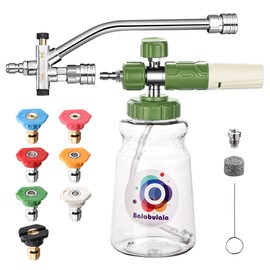 Balabulala Dual Connector Accessory with Pressure Washer Foam Cannon, Pressure Washer Double Tip Attachment for Foam Blaster with with 5 Power Washer Sprayer Nozzles, 1/4" Quick Connect, 3600 PSI