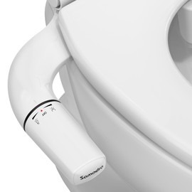 SAMODRA Ultra-Slim Hygienic Bidets Attachment for Existing Toilets - Adjustable Fresh Water Pressure Dual Nozzle (Frontal & Rear Wash) Easy to Install, Black