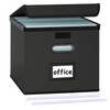 Umtiti A4-Size Black Leather File Organizer Box with Lid（Folders not