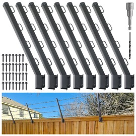 Epcee 8-Pack Angle 25° Fence Post Extender, 23.5" Fence Barbed Wire Extend Arm，for Outdoor Fences to Increase Height, Protect Privacy and Pets Jumping Off (8, 23.5in-25°Angles - Wood Post)