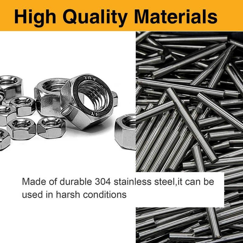 Mrosnail 100PCS SAE 6-32 Hex Nuts Assortment Kit, 304 Stainless