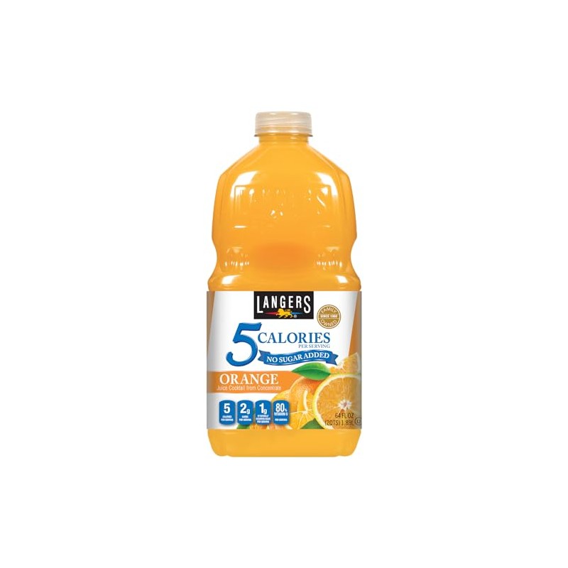 Langers 5 Calorie Orange Juice Cocktail, 64 Fl Oz (Pack