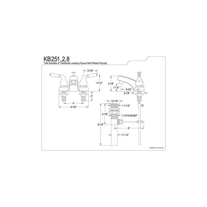 Kingston Brass KB251 Magellan Twin Lever Handle 4-Inch Centerset Lavatory
