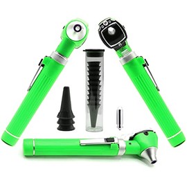 AAProTools Mini Otoscope Kit Student Home Use Led Bright Light Ent Otoscope Pocket Size Green Plus 1 Extra Replacement Bulb Plus 10 Specula