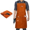 QeeLink Leather Welding Work Shop Apron with 6 Tool Pockets,