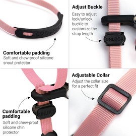 SVD.PET No-Pull Dog Headcollar for Easier Walks, Chew-Proof Protector to Increase Comfort, Simple Design, Easy to Wear and Adjust (Medium Size for Small and Medium Size Dogs, Pink)
