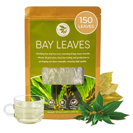 Bay Leaves Tea - 150 Dried Whole Leaves, 1.06 oz, Hojas de Laurel, 100% Natural Sun Dried, Caffeine-Free Herbal Tea, For Brewing or Cooking, Immune & Wellness Support