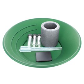 ASR Outdoor 8pc Gold Panning Melting Crucible Kit Prospecting Pan Glass Vials Testing Stone