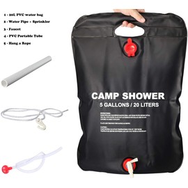 Outdoor Camping Shower Bag, Portable 5 Gallons/20L Solar Camp Shower Bag with On/Off Switchable Shower Head and Removable Hose for Camping Outdoor Traveling Hiking Beach Swimming Summer Shower