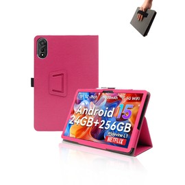 Case for Blackview Mega2 Android 15 Tablet 2025 12 inch Android Tablet,UYRUREL Leather Slim Folding Stand Cover with Hand Strap Magnet for Men Women Full Protection,Rosered.