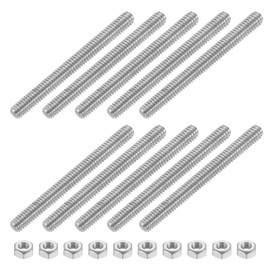 sourcing map 1/4"-20 Fully All Threaded Rod, 10 Pcs 304 Stainless Steel Long Threaded Screw 2.8" Length Right Hand Threads for Furniture Mounting Assembly Fastening