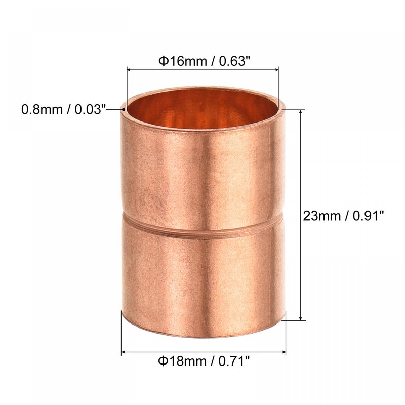 sourcing map Copper Pipe Coupling 16mm Straight Connecting Adapter with
