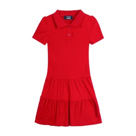 LittleSpring 5T Polo Dresses for Girls School Uniform Dress Back to School Outfits Little Girl Magenta Dress Short Sleeve Cotton