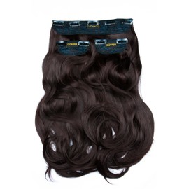 BOMBSHELL HAIR EXTENSIONS 250g 24" Flicky 3 Pieces Full Head Clip On Hair Extensions Hair Piece Wig (M09 CHESTNUT BROWN)