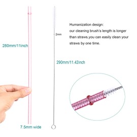 Dakoufish 11 Inch Long Reusable Replacement Plastic Glitter Drinking Straws for 30 oz & 20 oz Mason Jar,Tumblers, Set of 12 with Cleaning Brush (11inch Blue)