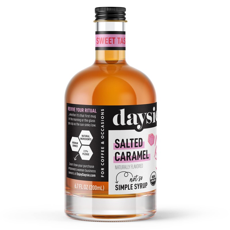 Daysie Certified Organic Salted Caramel Syrup, 6.76 Fluid Ounces, Pack