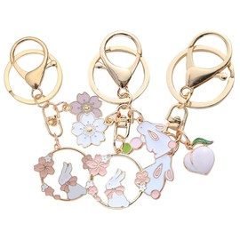 Beavorty 3pcs Cute Rabbit Keychain Pendant DIY Car Key Charm for Unique Decoration Durable Metal Design for Personalizing Keys and Bags