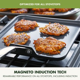 GreenPan Valencia Pro Hard Anodized Healthy Ceramic Nonstick 11" Griddle Pan, PFAS-Free, Induction, Dishwasher Safe, Oven Safe, Gray