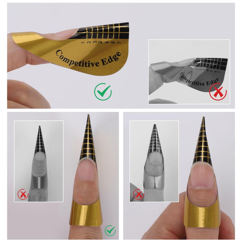 100 Pcs Nail Forms for Acrylic, Gold Horseshoe Nail Extension