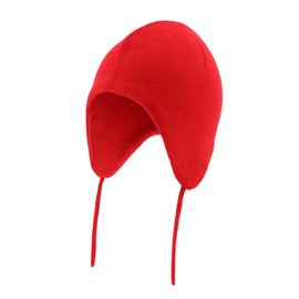Home Prefer Baby Toddler Beanie for Boys Girls Kids Knit Beanies Fleece Lined Earflaps Winter Hat Red 4-8 Years