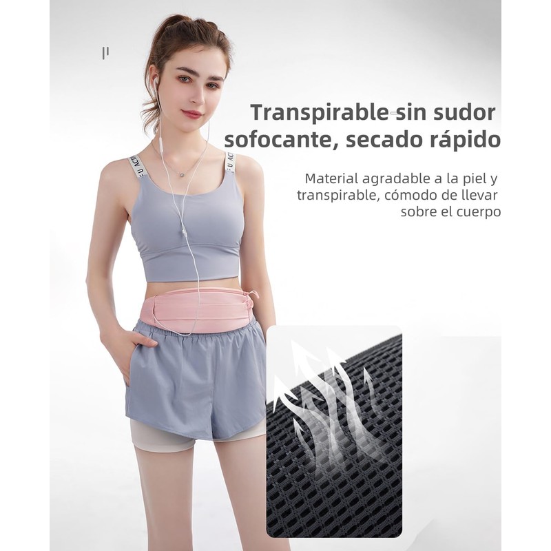 Cangurera Riñonera Deportiva para Correr Hombre Mujer, Negro