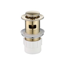 Decaura 32mm Overflow Bathroom Basin Push Pop Up Plug Waste Drain Plug with 40mm Adapter (Brushed Gold, Over Flow)