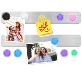 DUJEQM Magnetic Board Frameless Stainless Board Strips Magnetic Strips with Adhesive Backing Magnet Board Magnet Strip Magnetic Bulletin Board Memo Board with 7pcs Colorful Magnet for Office Home,2PCS