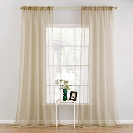 MIULEE 2 paneles de cortinas transparentes de color sólido para ventana, elegantes paneles de gasa/cortinas/tratamiento para recámara, sala de estar (54 x 120 pulgadas, beige)