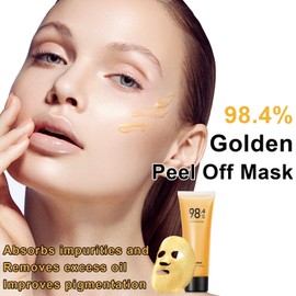 LemonSac Gold Peel Off Mask, 24k Gold Face Mask, 24K Gold Peel Off Mask, Anti-Aging Gold Face Mask for Moisturizing Removes Blackheads (1pcs)