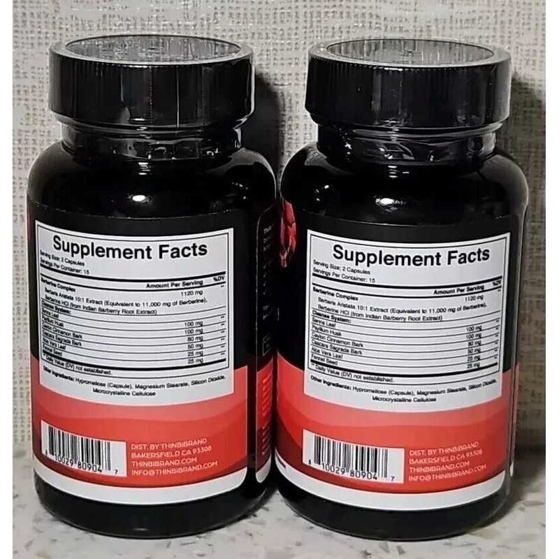 THINBI 2-PK Colon Cleanse Berberine Supplement 1500mg - 2 Pack