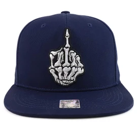 Trendy Apparel Shop Gorra con diseño de esqueleto de dedo medio bordado, Azul marino/flor y brillo, Talla única