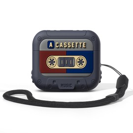 for Airpods 4 Case, Airpods Case Cover 4th Vintage Cassette Tape with Lanyard for Men & Women, Wireless Charge Support with Magsafe, Cute Retro Cartoon Silicone Protective Cover, Retro Red & Blue