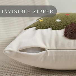 Allorry Christmas Pillow Covers 18x18 inch Set of 2 Forest Green Christmas Tree Snowflakes Embroidery Velvet Throw Pillow Winter Holiday Christmas Decorations for Sofa Living Room PT-001A18