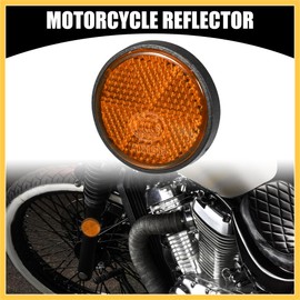 REPAIROCK 6pcs 1.73"x0.31" Universal Reflector - Round Motorcycle Bike Safety Reflector Increase Visibility and Safety on The Road - Plastic Orange Auto Replacement Parts