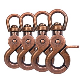 Ganzoo © Scissor carabiner hook with swivel joint / swivel head for dog leash/collar set of 4, die-cast zinc 61 mm length, also for paracord 550 / key pendant, colour: brown/copper