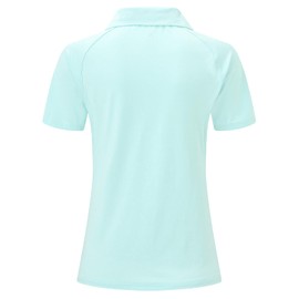 BGOWATU Women's Golf Polo T-Shirts Short Sleeve 1/4 Zip Collared Tennis Shirts UV Protection Quick Dry Lightweight Sky Blue L