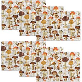 Mushroom Placemats Set of 6 Mushrooms Fungus Table Mats Washable Place mats for Party Kitchen Dining Decoration 12x18 Inc