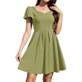 Jayscreate Women's Short Graduation Summer Dress Backless Pockets 2025 Ruched Waist Above Knee Wedding Guest Party Dress Green