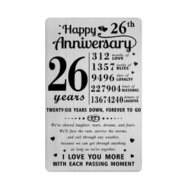 Richesele 26 Year Wedding Anniversary Card - 26th Wedding Anniversary Card - Happy 26 Years Anniversary Decoration Sweet Gifts for Husband Wife