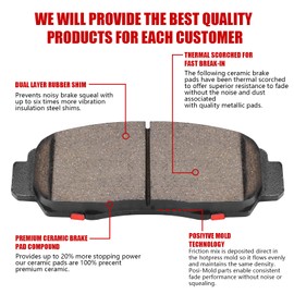 Ceramic Disc Front Brake Pads with Hardware Compatible with Acura TSX 2011-2014, Honda Accord 2011-2012 [Model Specific] Replacement