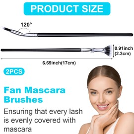 Deozu 2 Pcs Folding Angle Scalloped Lash Brush, Multifunctional Fan Shaped Mascara Brush, Eyelash Brush Separator Makeup Tool, Eyelash Comb for Eye Lash Upper Lower