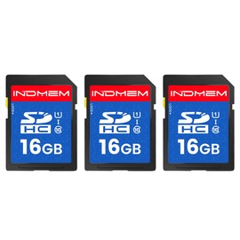 INDMEM 16GB SD Card 3 Pack, C10 SDHC UHS-I Memory Cards U1 Class 10 High-Speed Full 4K HD Video Compatible with Digital Point-and-Shoot Cameras, HD Camcorders